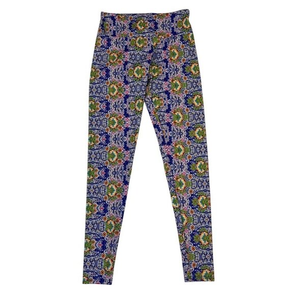 Onzie Pants - Onzie leggings women's S M blue green yellow patterned full length